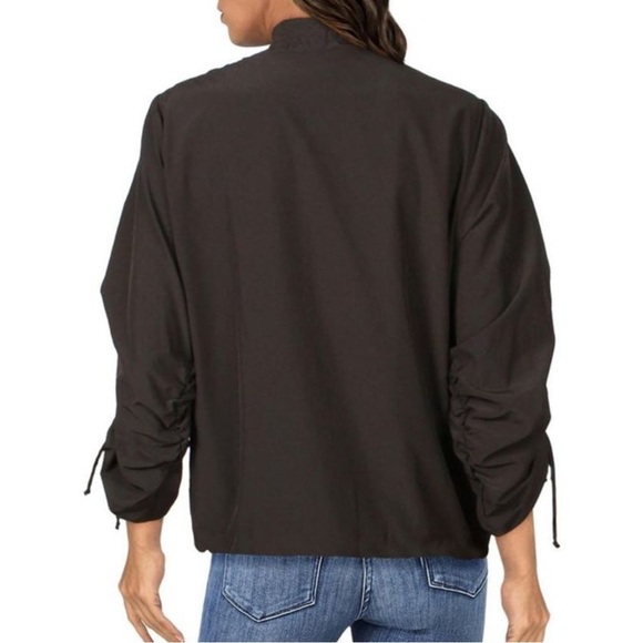 Kobi Halperin Womens Gianna Black Ruched Ruffle Lightweight Jacket Large - Picture 6 of 6